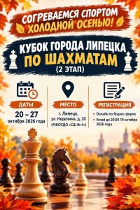 Read more about the article КУБОК ГОРОДА ЛИПЕЦКА ПО ШАХМАТАМ (2 ЭТАП)